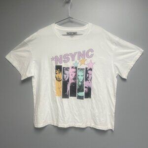 NSYNC Women's  Graphic Short Sleeve T-Shirt Tee White 100% Cotton - Size XL
